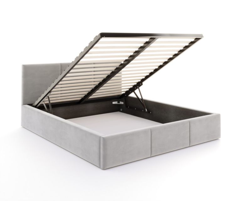 Łóżko tapicerowane FDM AMBER 140x200 szare z pojemnikiem i stelażem podnoszonym 1 szt.