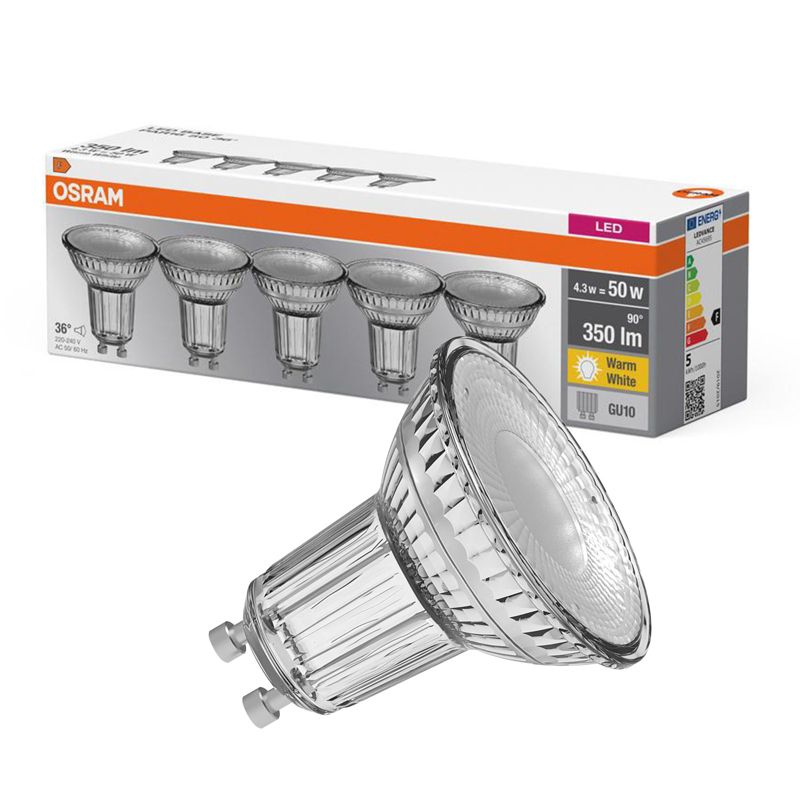 Żarówka LED Osram PAR16 Reflektor GU10 4.3W 350lm 2700K 36st 5 szt.