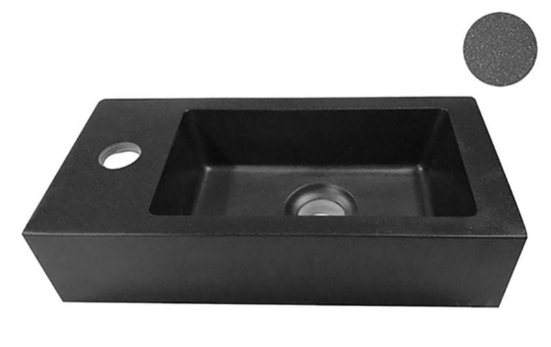 Umywalka ceramiczna Wiesbaden mała 36.5x18cm lewa czarna 1szt