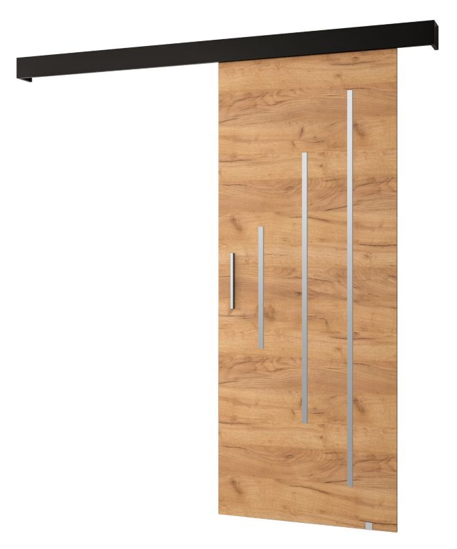 Drzwi przesuwne naścienne Abiks SALWADOR Y 80 dąb craft + czarny mat + srebrny 1 szt.