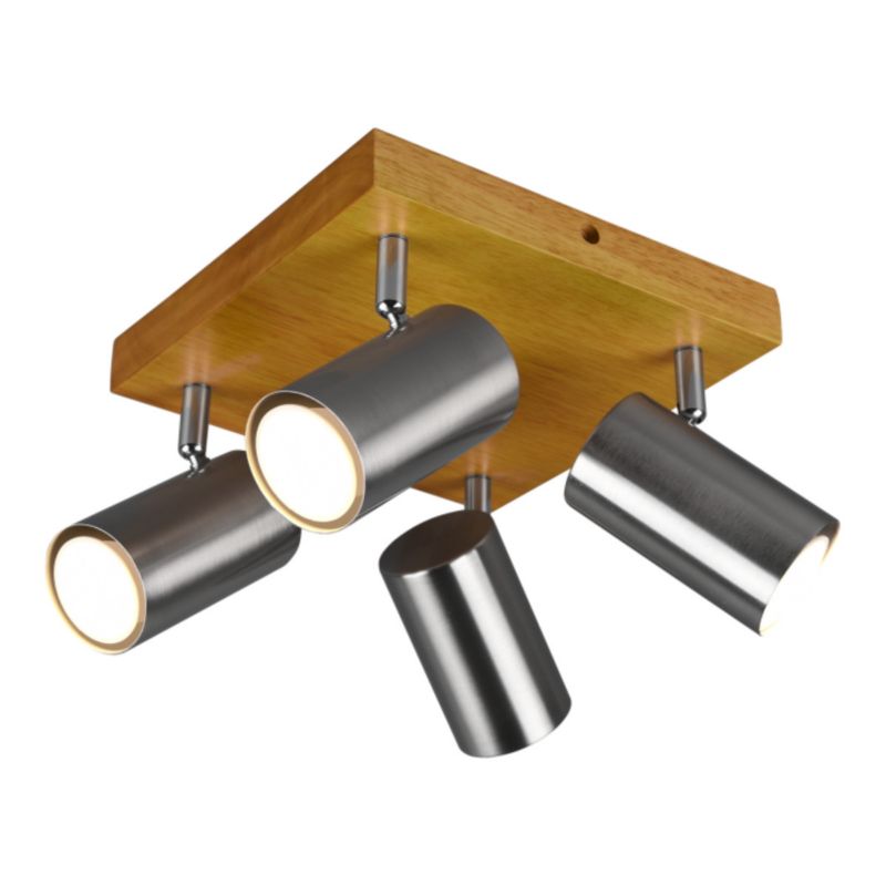 Oprawa sufitowa Trio Marley jasne drewno-srebrny 4 x GU10 x IP20 wym: 22 x 22 cm - 1 szt.