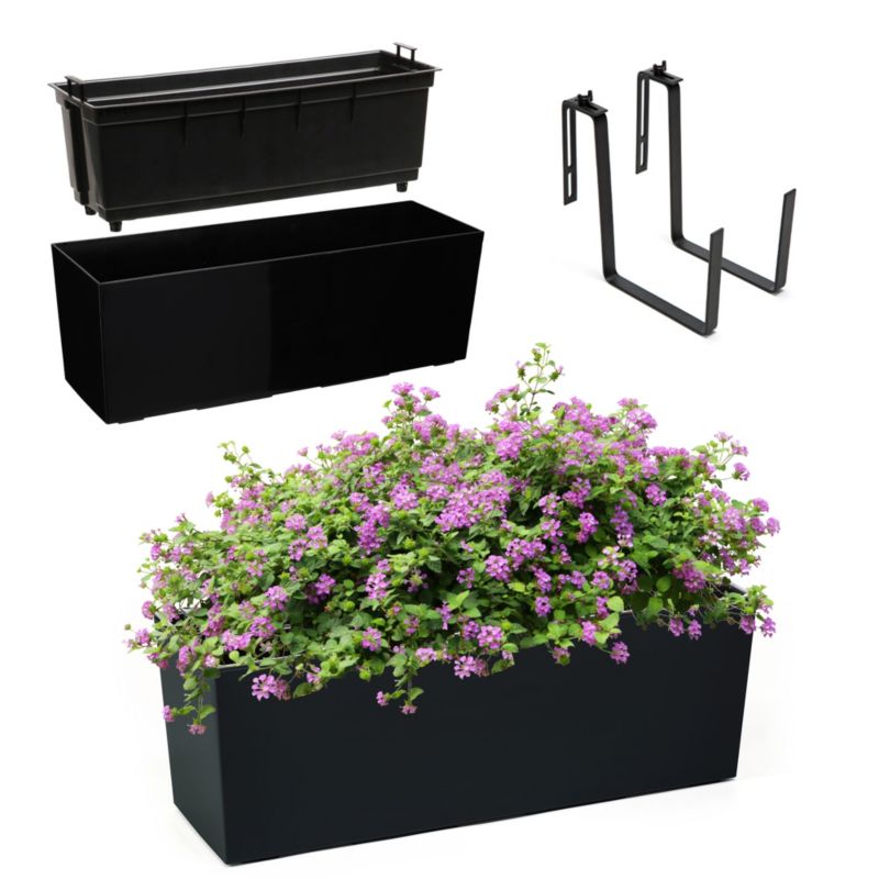 Doniczka Balkonowa KADAX Skrzynka Uchwyty 19x56cm Czarna 1szt.