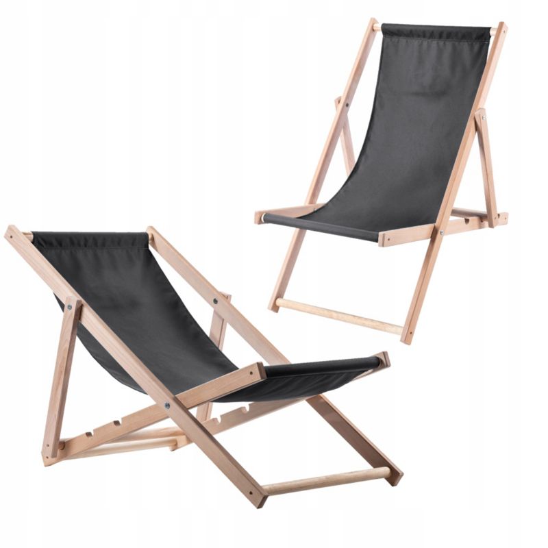 Leżak KADAX Drewniany Ogrodowy Plażowy Składany Grafit Leżaki 2x Polski Producent 1szt.