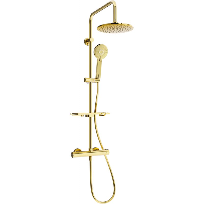 Zestaw prysznicowy natynkowy z deszczownicą Mexen Kai złoty 1 szt.