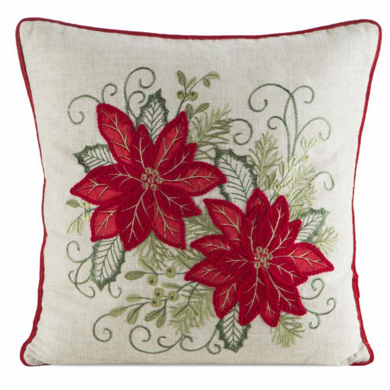 Poszewka 145 Eurofirany Świąteczna na poduszkę 45x45 cm Kwiaty Kremowa 1 szt.