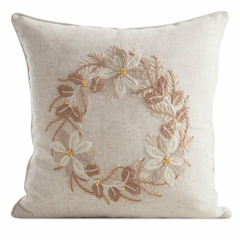Poszewka 218 Eurofirany Świąteczna na poduszkę 45x45 cm Wianek Beżowa 1 szt.
