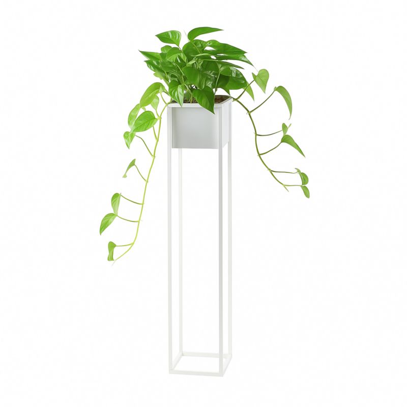 Kwietnik stojący JAKPOL Cubo Loft 90 cm metalowy biały 1 szt.