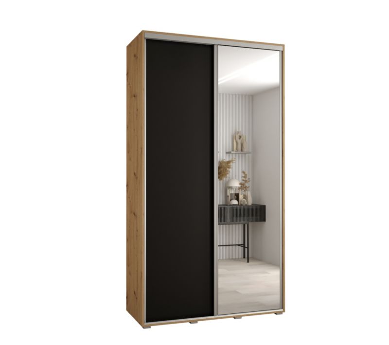 Szafa przesuwna Abiks DAVOS 3 wysoka szer.130cm gł.60cm artisan/czarny/srebrny 1szt.