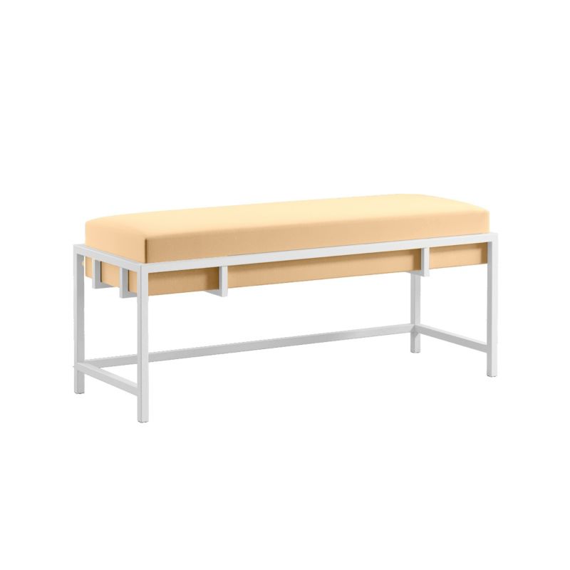 Ławka tapicerowana Bettso Lamo 100 cm nowoczesna w tkaninie royal velvet na białym stelażu jasnobeżowy 1szt.