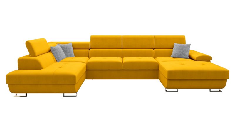 Narożnik z funkcją spania MIRJAN 24 Cotere Bis Premium lewy żółty/żółty/srebrny plusz szenilowy 1 szt.