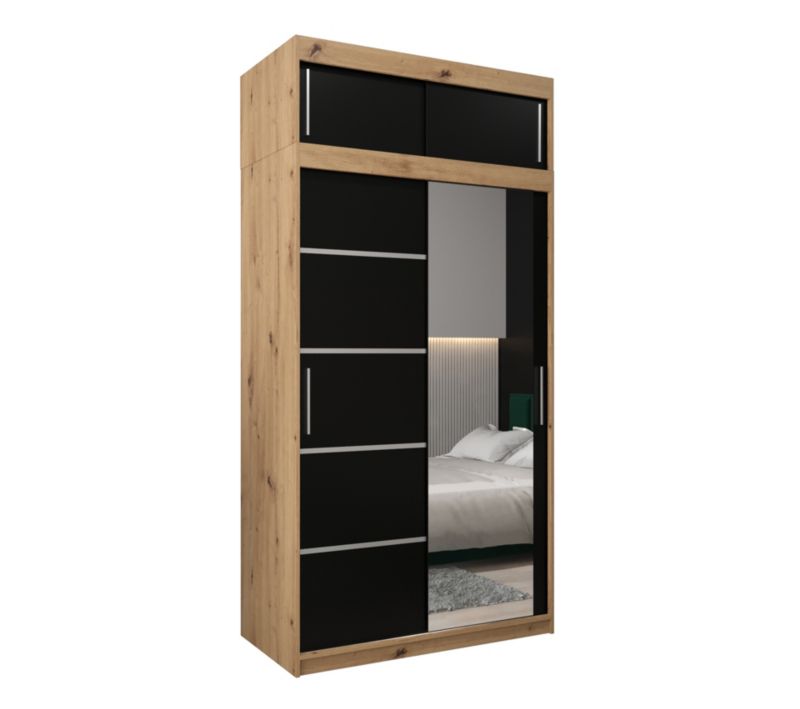 Szafa przesuwna Abiks Verona 2 120 artisan + czarny z nadstawką 1 szt.