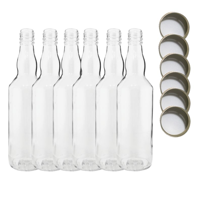 Butelki szklane MODO24 500 ml na soki nalewki i syropy fi 28 z nakrętkami 6 szt.