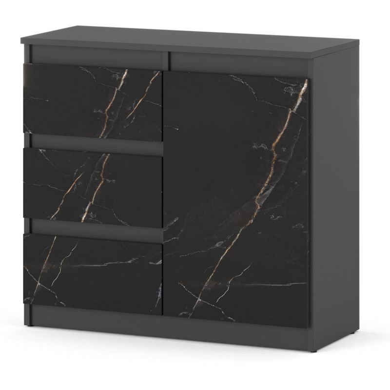 Komoda Hurtownia-Mebli Szuflady 3 Agnes 1D3SZ 80cm Szary Mat San Sebastian 80x35x75 cm 1szt.