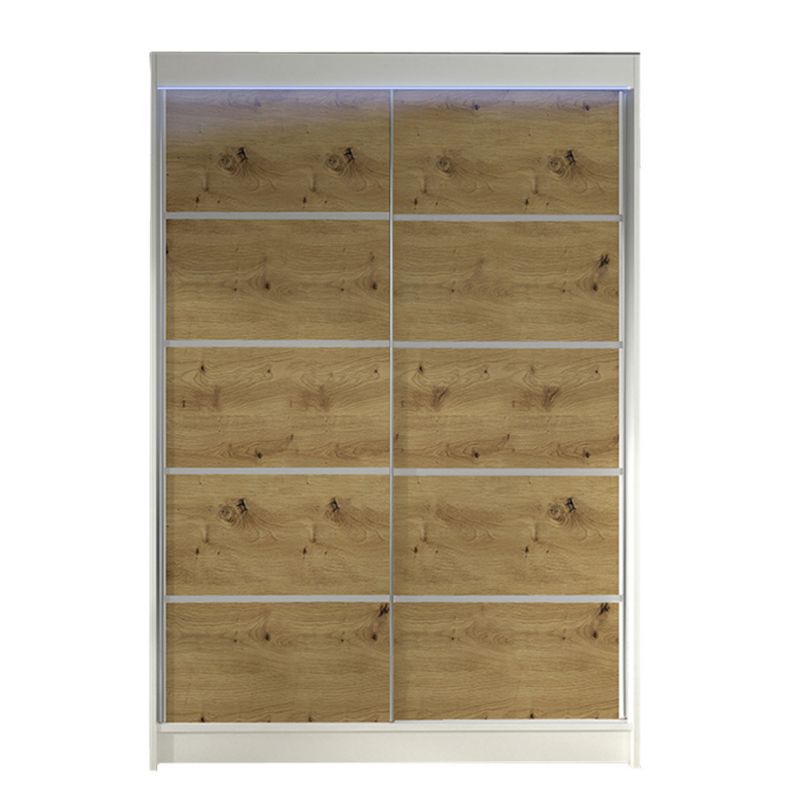 Szafa MIRJAN 24 z drzwiami przesuwnymi Lino IV z oświetleniem RGB biały/dąb artisan 1 szt.