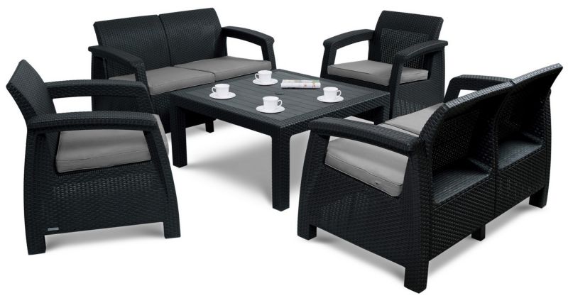 Zestaw mebli ogrodowych Keter Corfu FIESTA Family dla 6 osób Grafit 1 kpl.