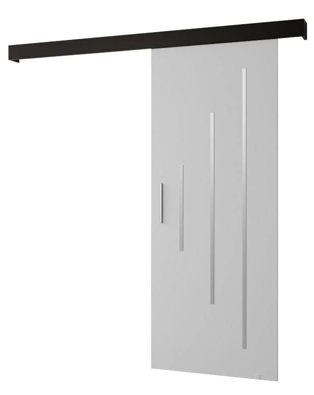 Drzwi przesuwne naścienne Abiks SALWADOR Y 80 biały mat + czarny mat + srebrny 1 szt.