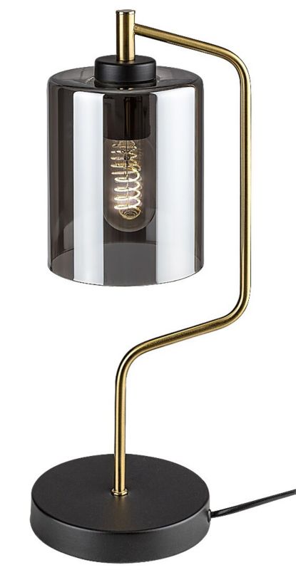 Lampa stołowa Rabalux Perez czarny matowa-dymiona-złota 1 x E27 x 40W IP20 wym: 44 x 15 x 15 cm szkło - 1 szt.