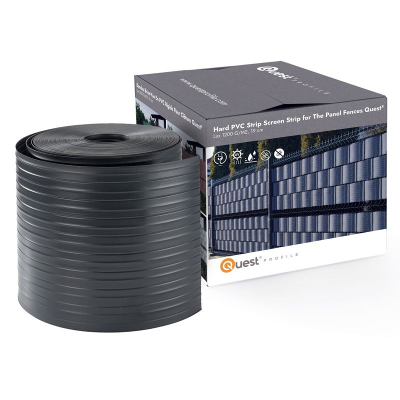 Taśma ogrodzeniowa PCV 19cm, listwa do ogrodzeń panelowych premium, 900 g/m2, RAL7016, antracyt, 26m