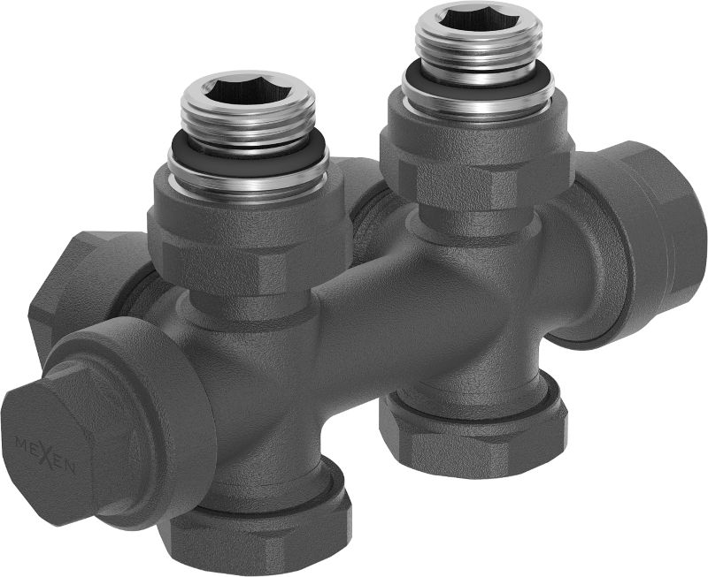 Zawór grzejnikowy prosty kątowy Mexen Duplex antracyt 1 szt.