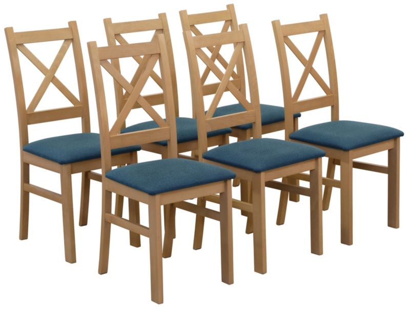 Zestaw Bonni 6x Krzesło tapicerowane do jadalni Dąb Artisan/Turkus 1 kpl.