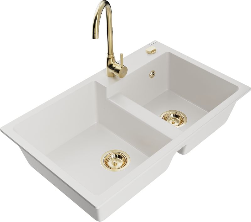 Zlewozmywak granitowy Mexen Vito 1-komorowy z baterią kuchenną Rita czarny - 6503-76-670300-70-B 1 szt.