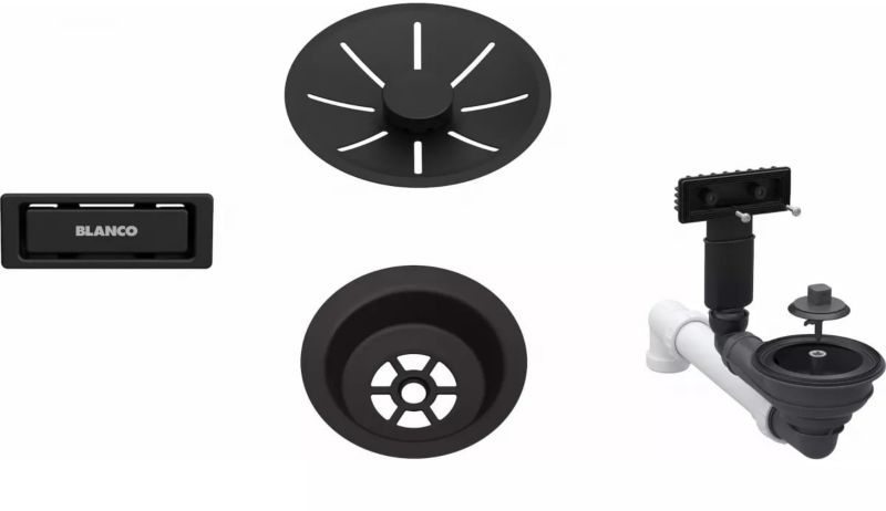 Zestaw armatury odpływowej Blanco InFino czarny mat 1 szt.