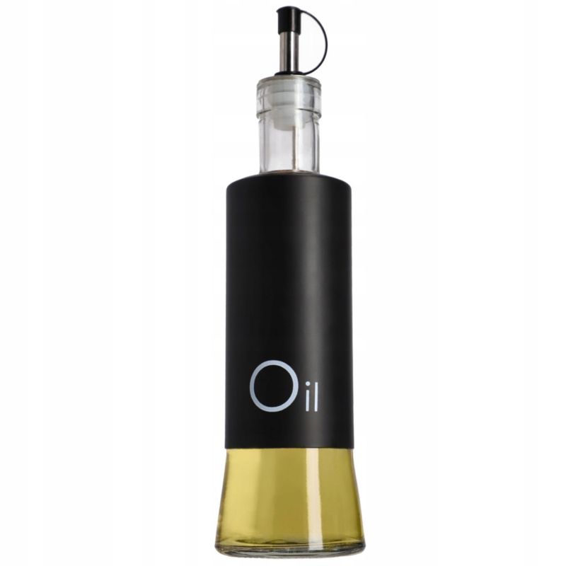 Butelka Na Oliwę KADAX Ocet 320ml Z Dozownikiem Szklana Do Oliwy Czarny 1szt.