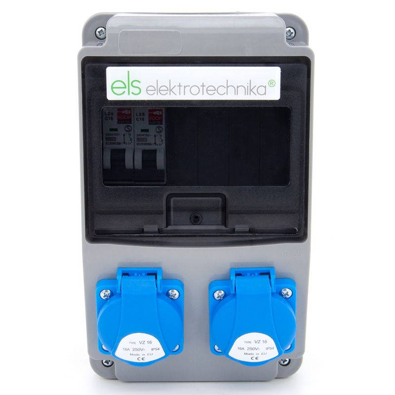 Rozdzielnica elektryczna, rozdzielnia ogrodowa ELS Elektrotechnika 6NO22C00 2x230V zabezpieczona 2xC16 skrzynka 6M IP65 1 szt.