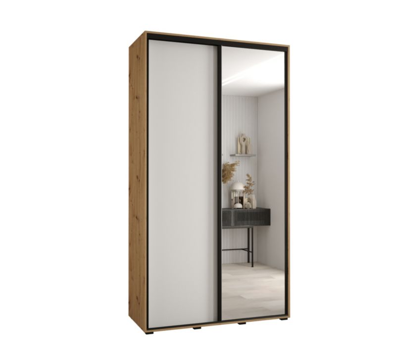 Szafa przesuwna Abiks DAVOS 3 wysoka szer.130cm gł.45cm artisan/biały/czarny 1szt.