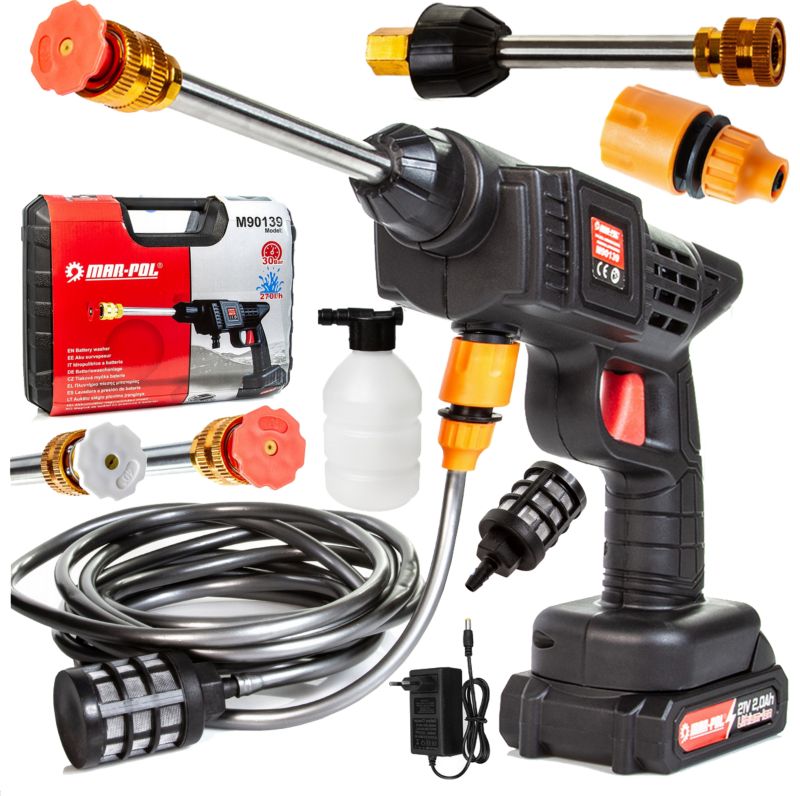 Myjka ciśnieniowa Akumulatorowa MAR-POL 21V 30bar z Lancą i Wężem 5 m 1szt.