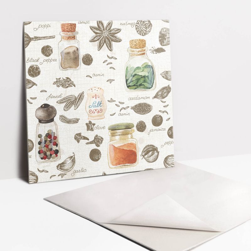 Kafelki samoprzylepne Tulup 30x30 cm Przyprawy w słoikach 9 szt.