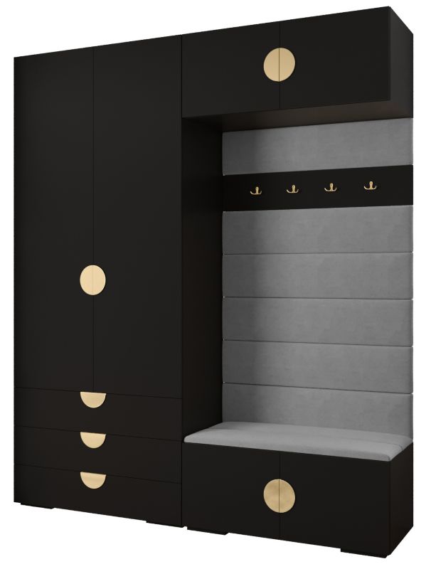 Garderoba do przedpokoju Abiks INOVA 4 Z12 czarny+złoty+manila16 1 szt.