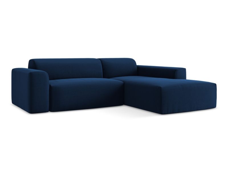 Narożnik prawostronny LaMiaSofa BOVA z tkaniny welwetowej 270x190 cm królewski niebieski 1 szt.