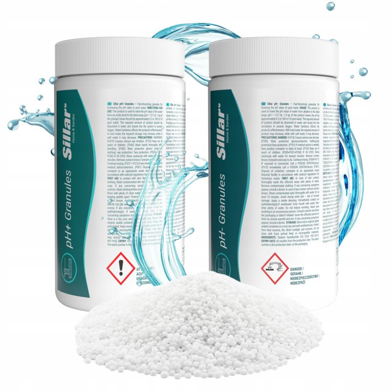 Chemia basenowa, Sillar, do zmiany pH wody, balancer pH-, 1.5kg, granulat + balancer pH+, 1kg, granulat, zestaw, 2szt