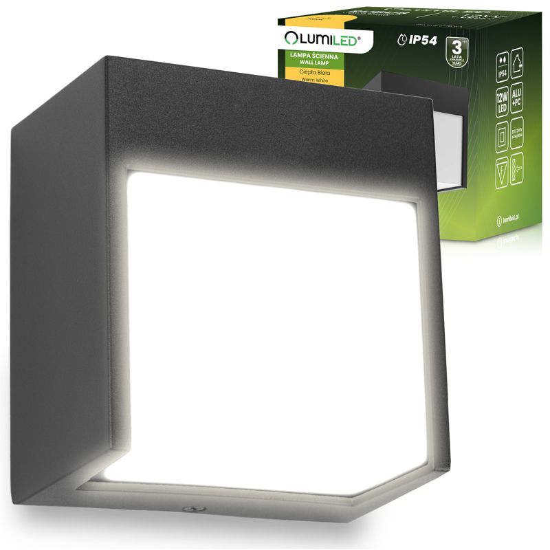 Lampa Ogrodowa Lumiled Ścienna LED Kinkiet Elewacyjny Zewnętrzny IP54 12W 3000K 1 szt.