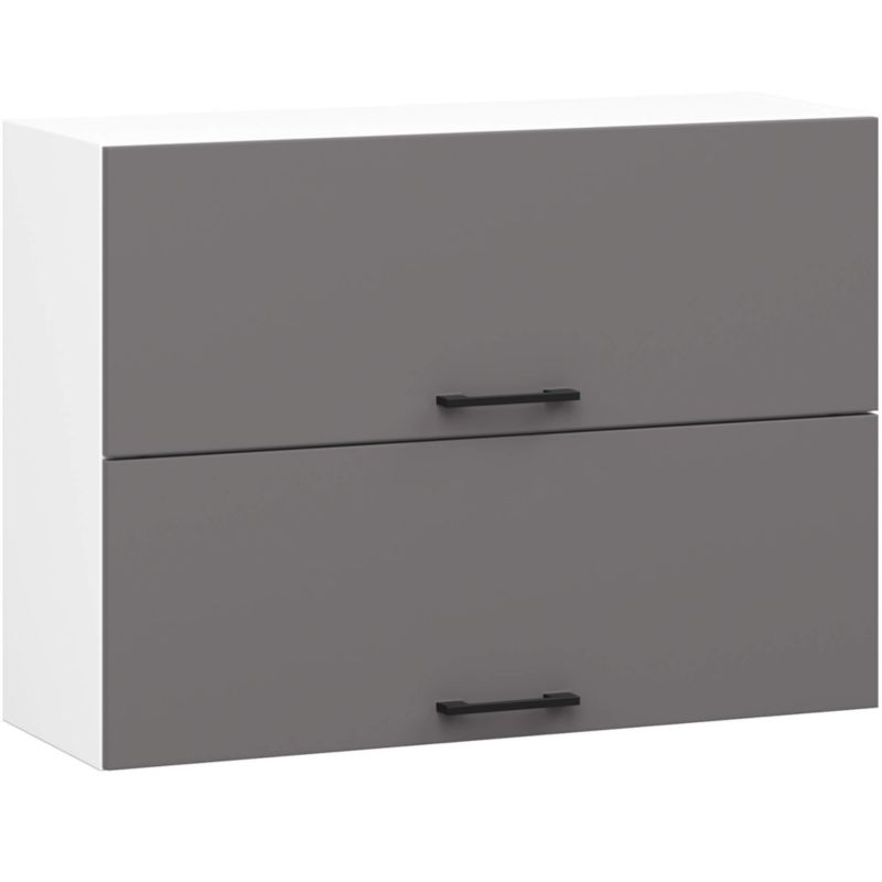 Szafka kuchenna podwójna Akord W80 system Oliwia Biała 80 cm 2 drzwi kolor Grafit Szary mat 2 półki 80x30x58 cm 1 szt.