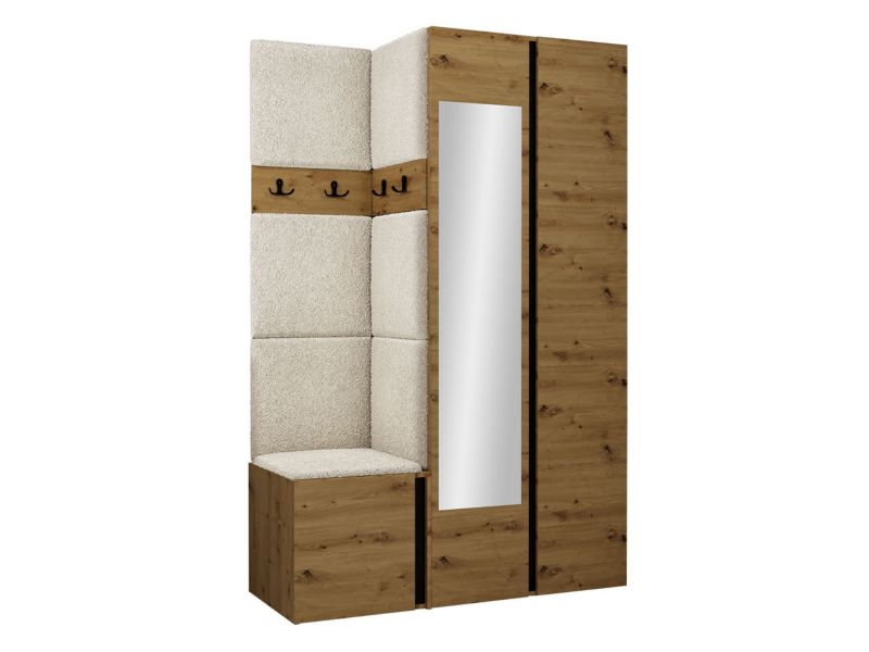 Garderoba MIRJAN 24 Orion XXVI dąb artisan/czarny + beżowa bukla 1 kpl.
