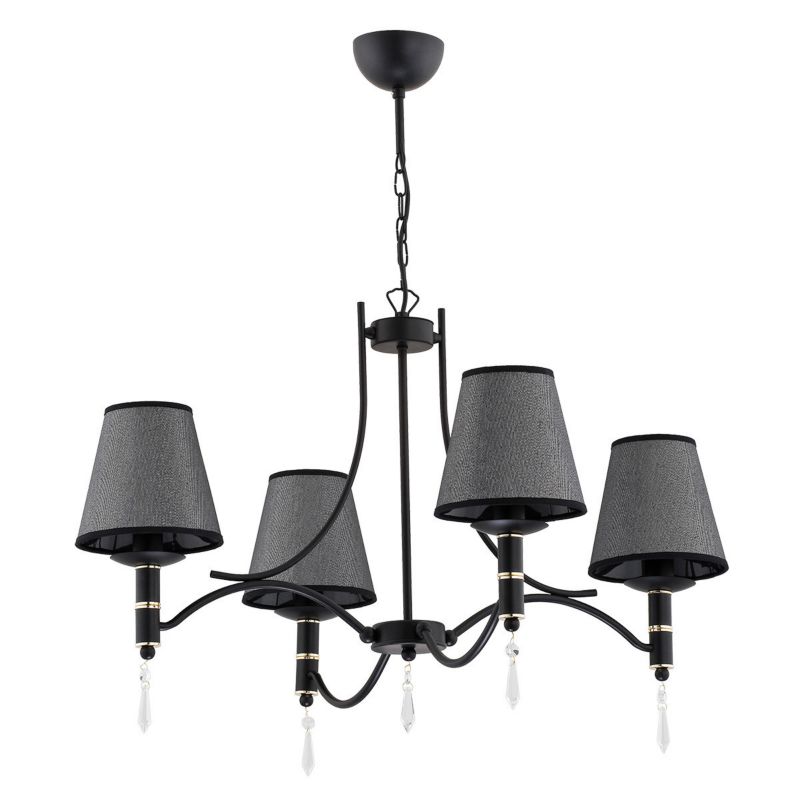 Lampa wisząca Alfa Abil 9648 czarno-przezroczysty-srebrna styl klasyczny 4xE14 x 10W 1 szt.