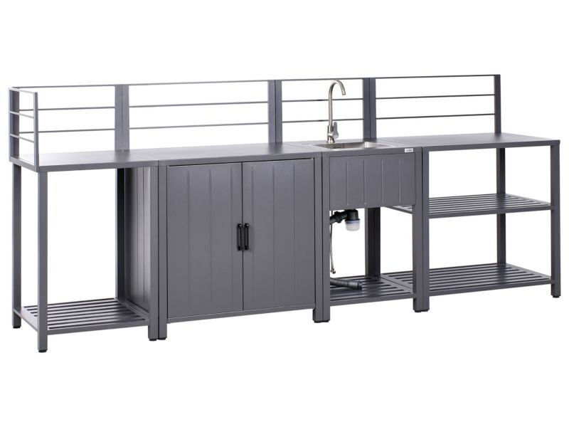 4 częściowa kuchnia ogrodowa ze zlewem Viggiano Metal Szary 1 kpl