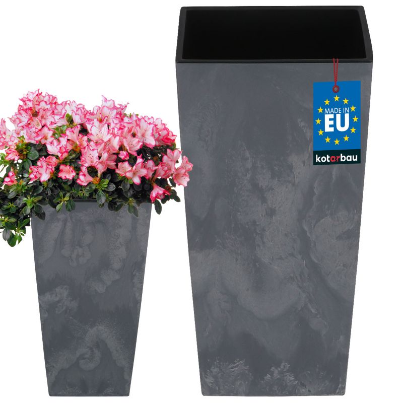 Doniczka z wkładem KOTARBAU 170x170x325 mm struktura betonu 1 szt.