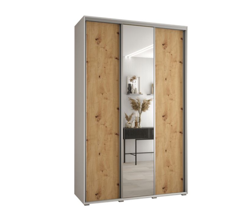 Szafa przesuwna Abiks DAVOS 3 wysoka szer.150cm gł.60cm biały/artisan/srebrny 1szt.