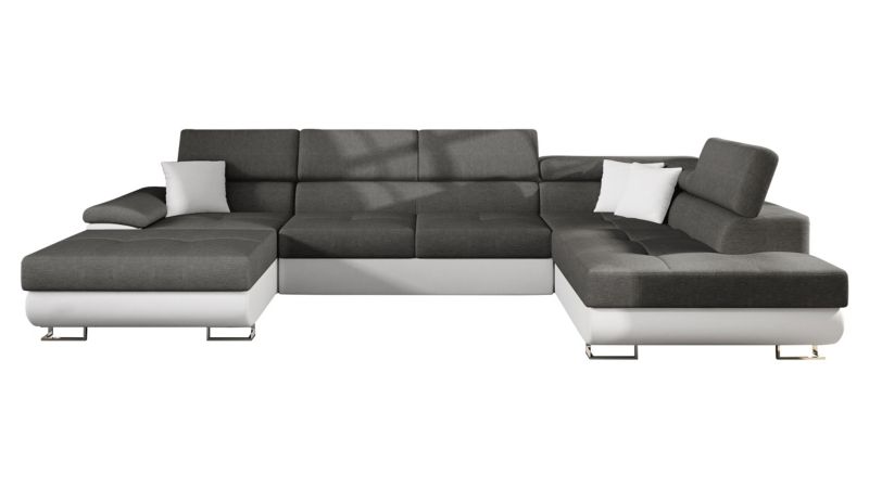 Narożnik z funkcją spania MIRJAN 24 Cotere Bis prawy biała ekoskóra/grafitowy/biała ekoskóra 1 szt.