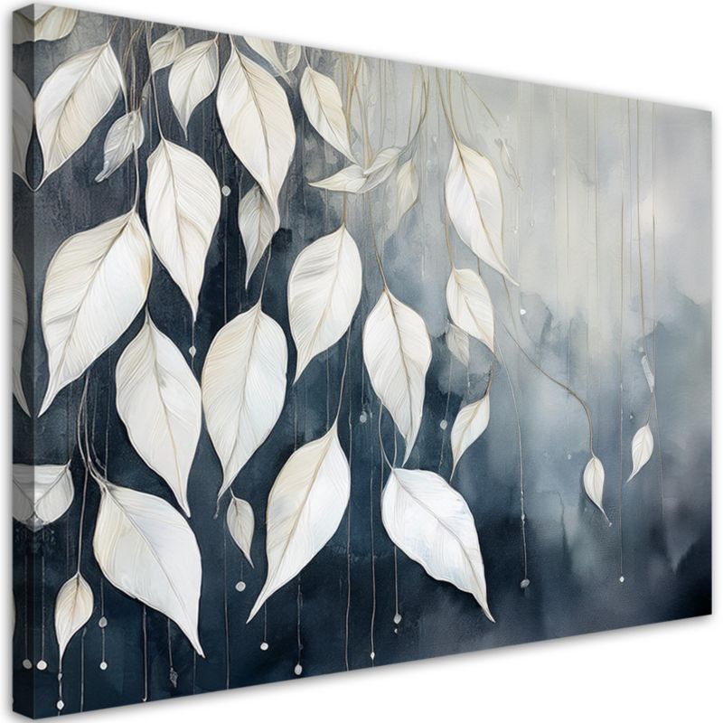 Obraz dekoracja do salonu sypialni Feeby Szare Liście Abstrakcja 120x80 cm 1szt