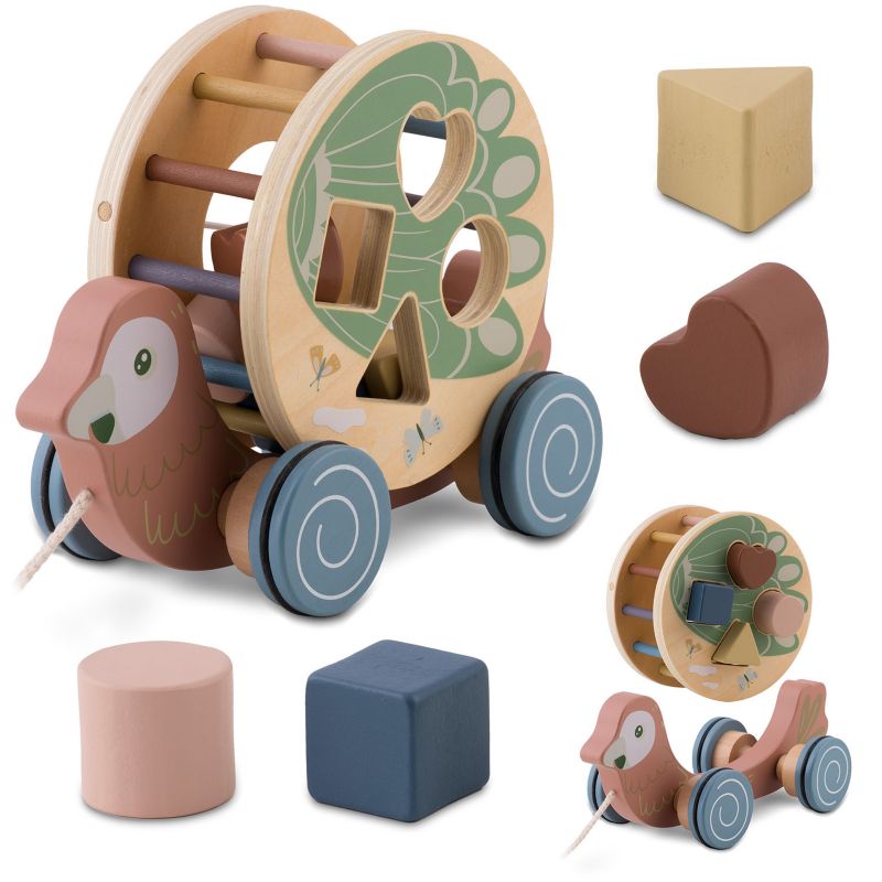 Drewniany sorter do ciągnięcia Nukido NK-854 klocki papuga 1szt.