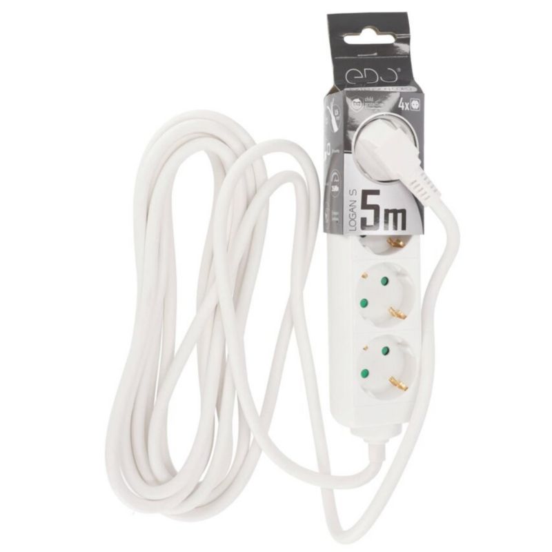Przedłużacz domowy przenośny Edo Logan S White 4 - krotny Schuko 5m EDO777570 1 szt.