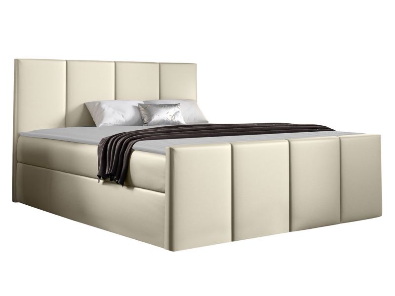 Łóżko kontynentalne MIRJAN 24 Lars 180x200 ekoskóra chłodny beż 1 szt.