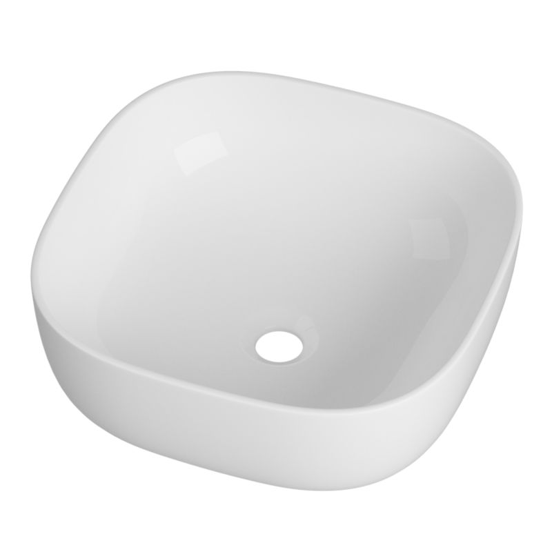 Umywalka Nablatowa Łazienkowa Granitan Forma Kwadratowa Ceramiczna Biała 1szt.