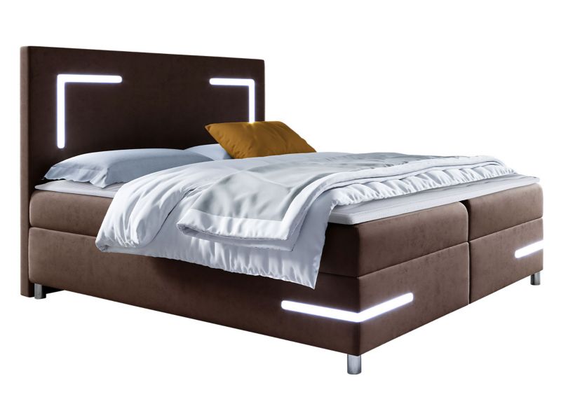 Łóżko kontynentalne MIRJAN 24 Delos LED 200x200 palona kawa 1 szt.