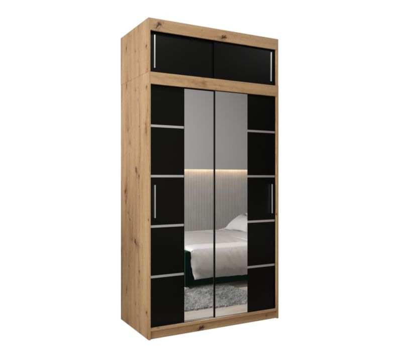 Szafa przesuwna Abiks Verona 4 120 artisan + czarny z nadstawką 1 szt.