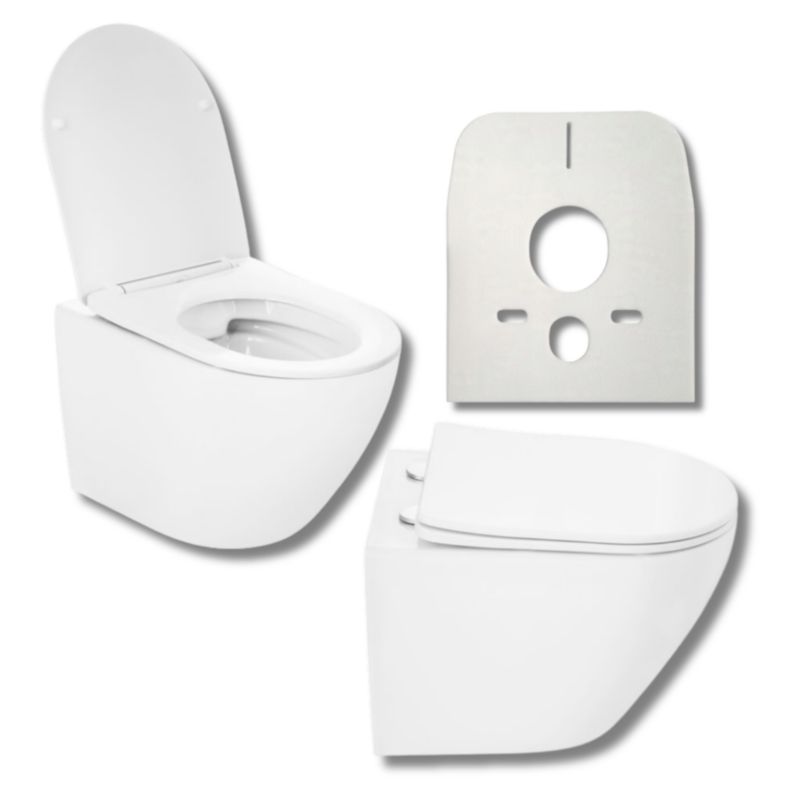 Miska Wc Podwieszana Toaletowa Rimless Granitan Bezkołnierzowa Deska Biała Ovi 303 1 szt.